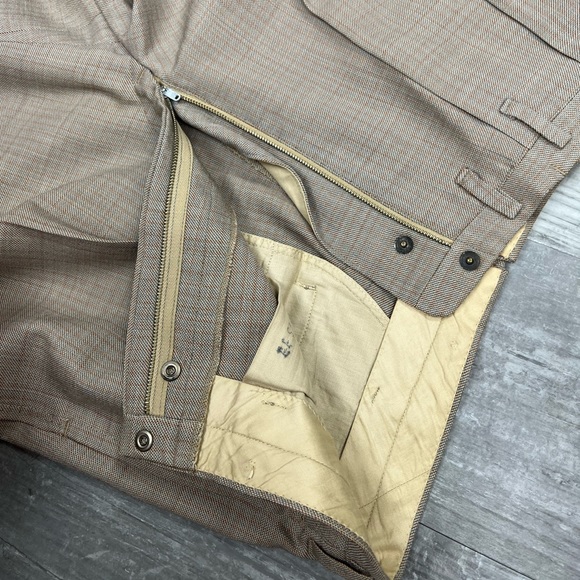 Vintage 1950s Tan w/ Orange Check Plaid Suit 38R - Picture 13 of 16